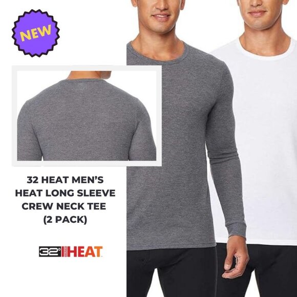✨ 32 DEGREES | Men's heat long sleeve crew neck tee (2 pack) - Picture 1 of 3